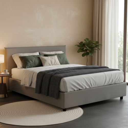 Letto matrimoniale contenitore grigio 175x205cm moderno - Ashlee