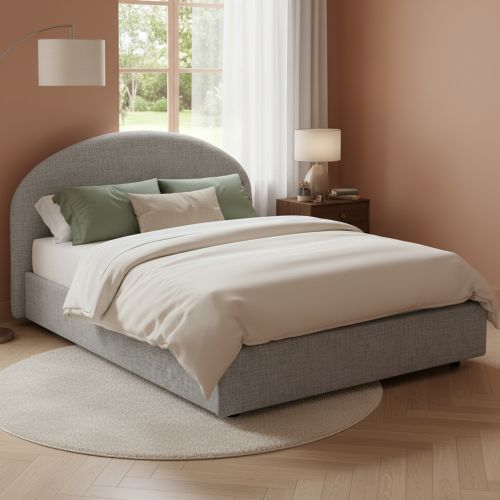 Letto matrimoniale contenitore grigio 175x205cm rivestimento in tessuto - Archivio