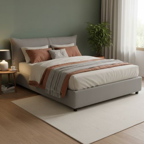 Letto matrimoniale contenitore grigio 175x205cm salvaspazio - Akio