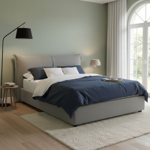 Letto matrimoniale contenitore grigio 175x205cm struttura in legno - Alabaster