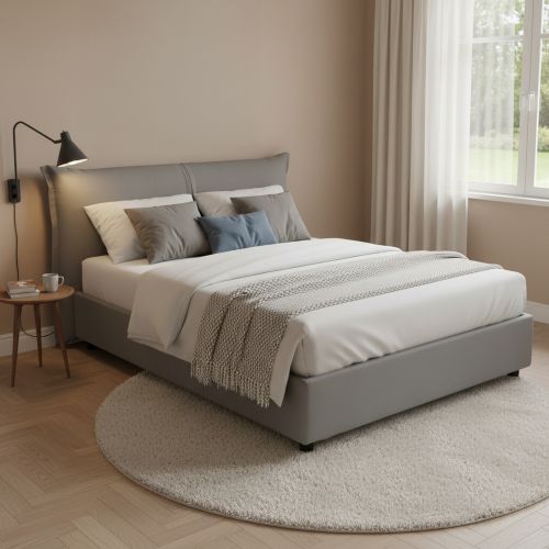 Letto matrimoniale contenitore grigio 175x215cm elegante - Abarat