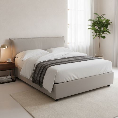 Letto matrimoniale contenitore grigio 175x215cm salvaspazio - Aishia