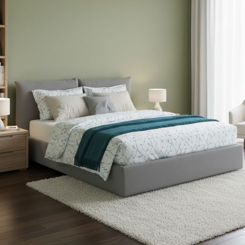 Letto matrimoniale contenitore grigio 190x225cm rivestimento lavabile - Aghineo
