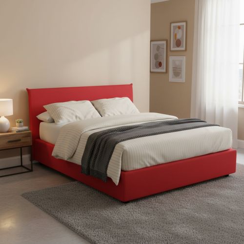 Letto matrimoniale contenitore rosso 175x205cm con materasso - Anassimene