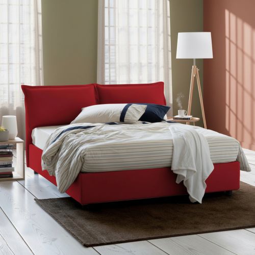 Letto matrimoniale contenitore rosso 175x205cm sfoderabile - Anjin