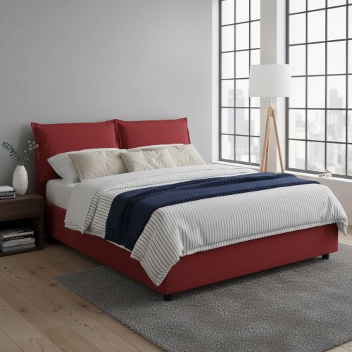 Letto matrimoniale contenitore rosso 175x215cm con materasso - Amy