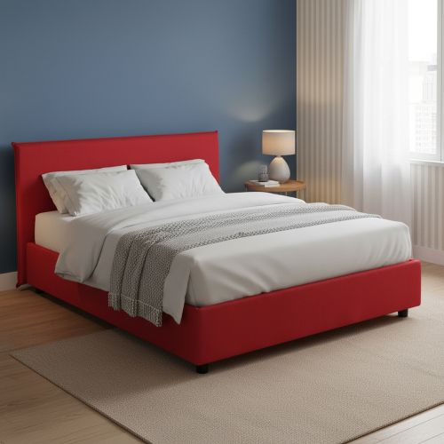 Letto matrimoniale contenitore rosso 175x215cm rivestimento lavabile - Arcan
