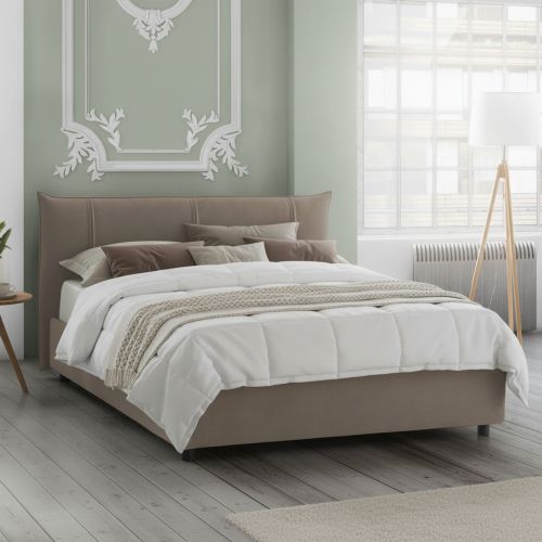 Letto matrimoniale contenitore tortora 175x205cm elegante - Akasha