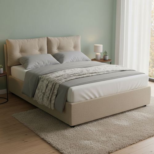 Letto matrimoniale contenitore tortora 175x205cm rivestimento in ecopelle - Hanoi