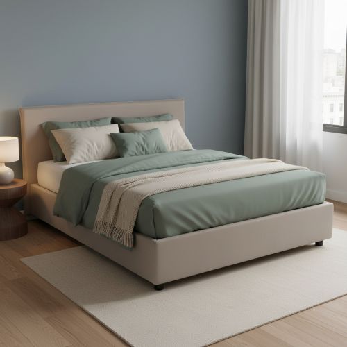 Letto matrimoniale contenitore tortora 175x205cm rivestimento lavabile - Anassimene