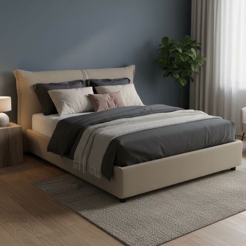 Letto matrimoniale contenitore tortora 175x205cm salvaspazio - Akio