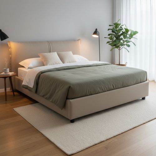 Letto matrimoniale contenitore tortora 175x205cm struttura in legno - Alabaster