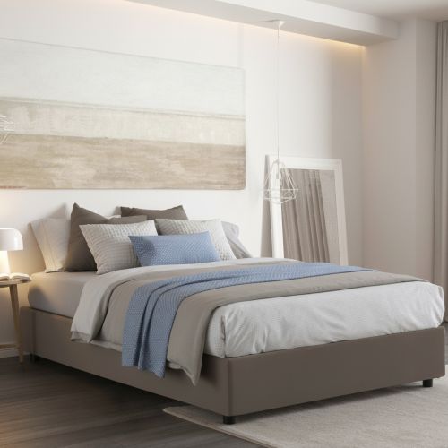 Letto matrimoniale contenitore tortora 175x215cm compatto - Aluin