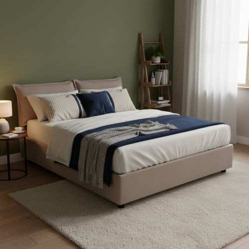 Letto matrimoniale contenitore tortora 175x215cm con materasso - Amy
