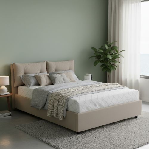 Letto matrimoniale contenitore tortora 175x215cm design - Arron