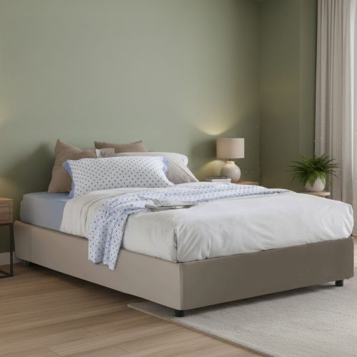 Letto matrimoniale contenitore tortora 175x215cm funzionale - Abbas