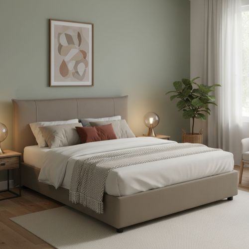 Letto matrimoniale contenitore tortora 175x215cm resistente - Ambassador