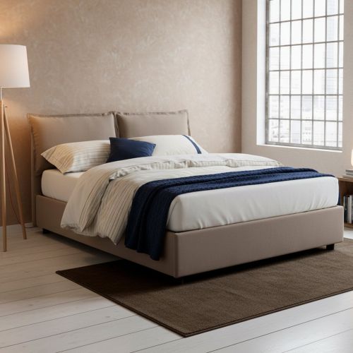 Letto matrimoniale contenitore tortora 175x215cm rete inclusa - Aris