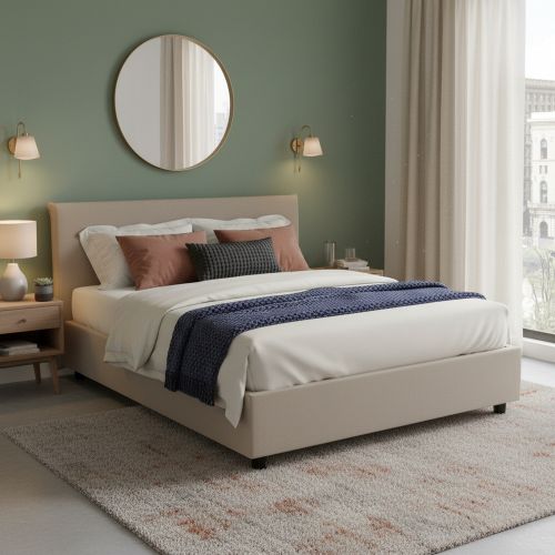 Letto matrimoniale contenitore tortora 175x215cm struttura in legno - Hackmanite