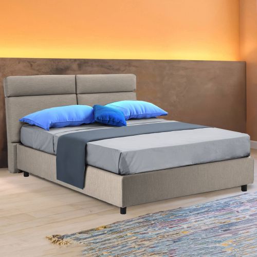 Letto matrimoniale contenitore tortora 177x226cm struttura in metallo - Ator