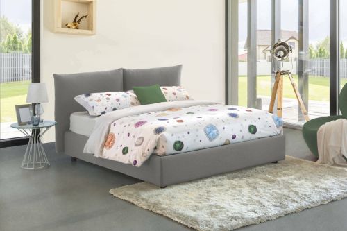 Letto matrimoniale Cristel, Letto contenitore con rivestimento in tessuto, 100% Made in Italy, Apertura frontale, con materasso Cm 160x190 incluso, Grigio