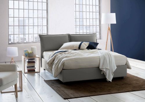 Letto matrimoniale Deborah, Letto contenitore con rivestimento in tessuto, 100% Made in Italy, Apertura frontale, adatto per materasso Cm 160x190, Grigio