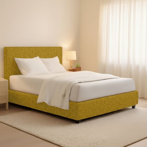 Letto Matrimoniale Giallo Ocra Sfoderabile Contenitore, Dimensione Materasso 160x190 cm - Fasanella