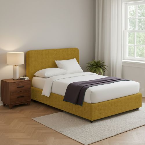 Letto Matrimoniale Giallo Ocra Sfoderabile Contenitore, Dimensione Materasso 160x190 cm - Issime