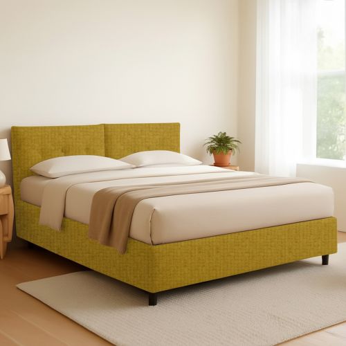 Letto Matrimoniale Giallo Ocra Sfoderabile Contenitore, Dimensione Materasso 160x190 cm - Levice