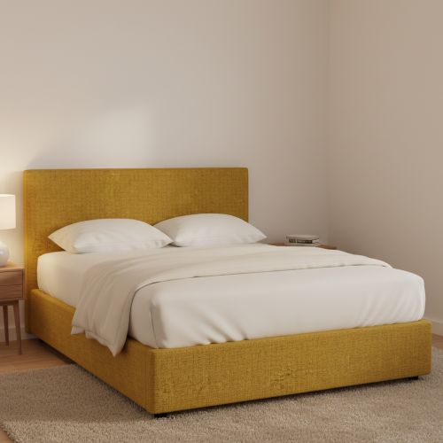 Letto Matrimoniale Giallo Ocra Sfoderabile Contenitore, Dimensione Materasso 160x190 cm - Lioni