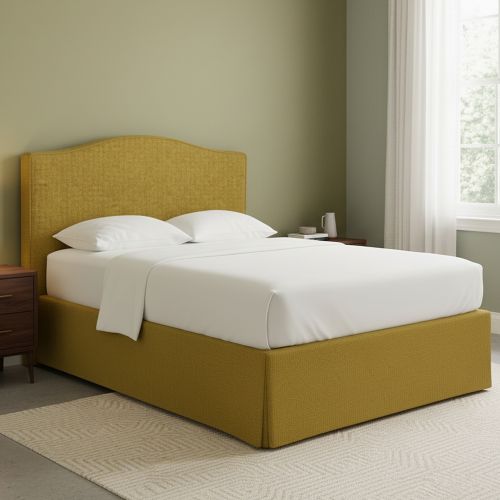 Letto Matrimoniale Giallo Ocra Sfoderabile Contenitore, Dimensione Materasso 160x190 cm - Turania