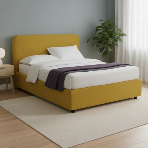 Letto Matrimoniale Giallo Ocra Sfoderabile Contenitore, Dimensione Materasso 160x200 cm - Argentina