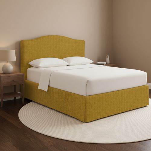 Letto Matrimoniale Giallo Ocra Sfoderabile Contenitore, Dimensione Materasso 160x200 cm - Orgiano
