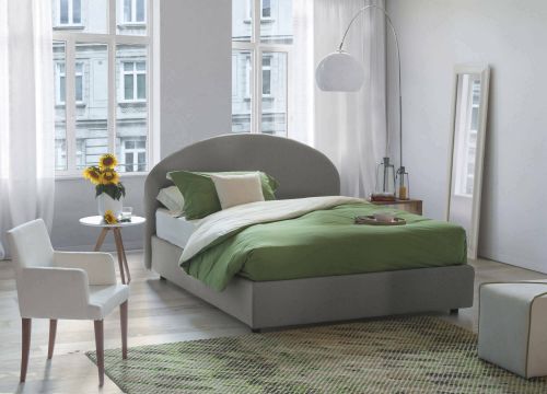 Letto matrimoniale Giulia, Letto contenitore con rivestimento in tessuto, 100% Made in Italy, Apertura frontale, adatto per materasso Cm 160x200, Grigio