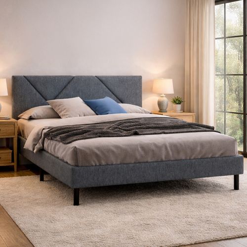 Letto matrimoniale grigio 169x214cm imbottito - Hypnos