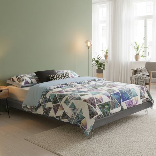Letto matrimoniale grigio 170x205cm imbottito - Arbatrax