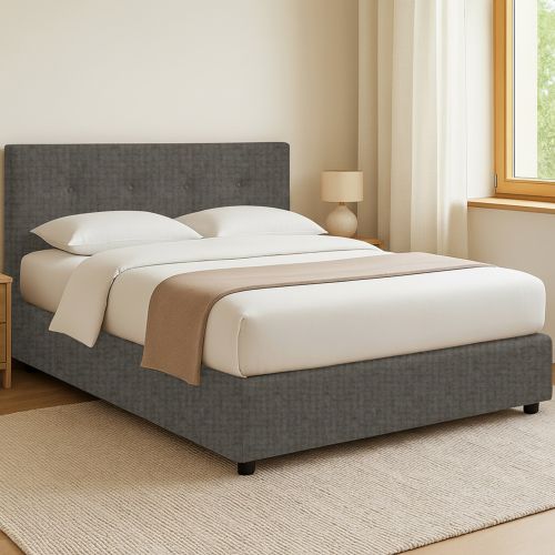 Letto Matrimoniale Grigio Antracite Sfoderabile Contenitore, Dimensione Materasso 160x190 cm Made in Italy - Colere