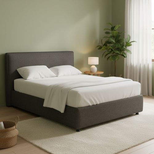 Letto Matrimoniale Grigio Antracite Sfoderabile Contenitore, Dimensione Materasso 160x190 cm Made in Italy - Fasanella