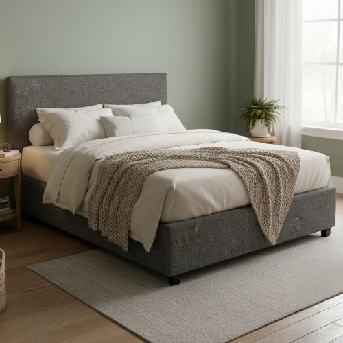 Letto Matrimoniale Grigio Antracite Sfoderabile Contenitore, Dimensione Materasso 160x200 cm Made in Italy - Frinco