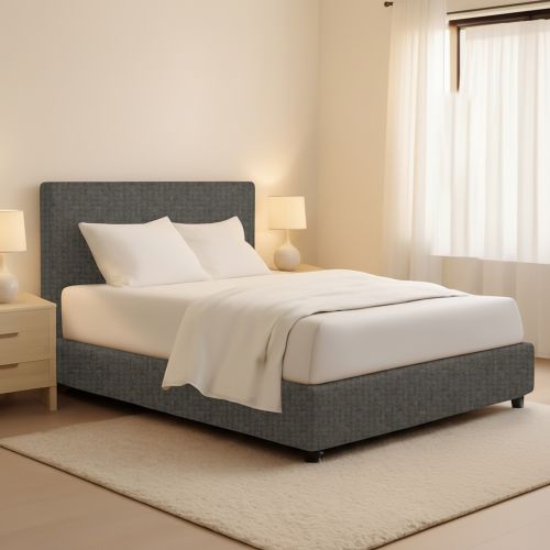 Letto Matrimoniale Grigio Antracite Sfoderabile Contenitore, Dimensione Materasso 160x200 cm Made in Italy - Lenta