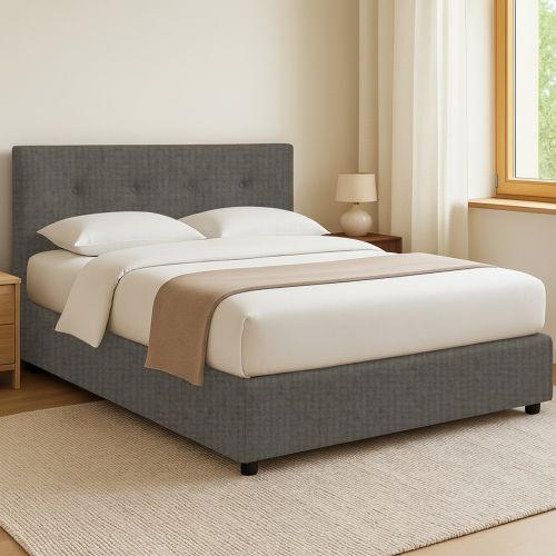 Letto Matrimoniale Grigio Antracite Sfoderabile Contenitore, Dimensione Materasso 160x200 cm Made in Italy - Melilli