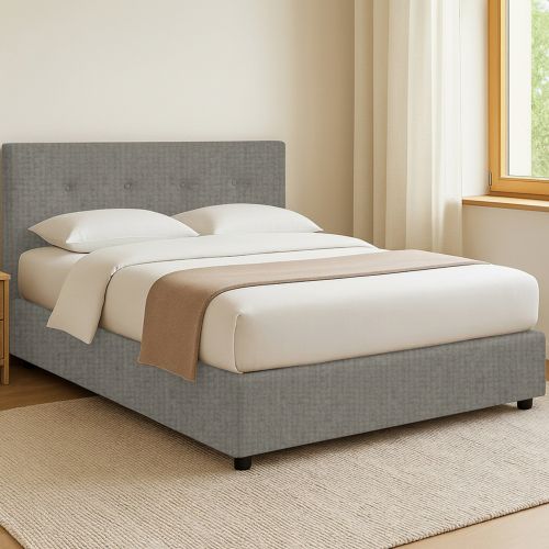 Letto Matrimoniale Grigio Cenere Sfoderabile Contenitore, Dimensione Materasso 160x190 cm - Colere