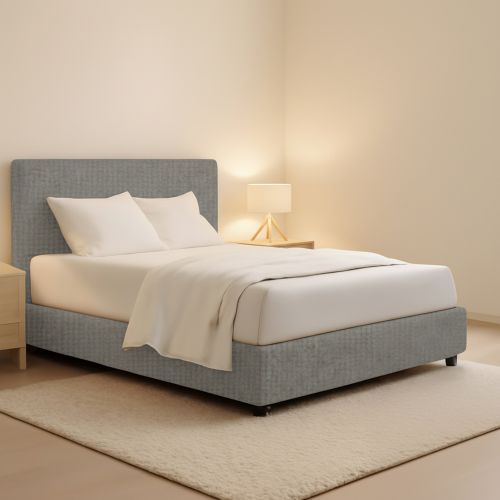 Letto Matrimoniale Grigio Cenere Sfoderabile Contenitore, Dimensione Materasso 160x190 cm - Fasanella