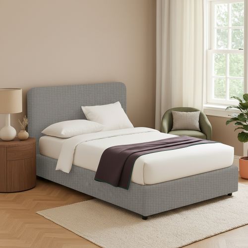 Letto Matrimoniale Grigio Cenere Sfoderabile Contenitore, Dimensione Materasso 160x190 cm - Issime