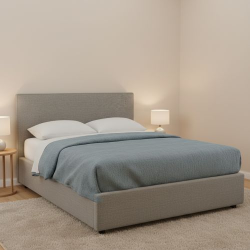 Letto Matrimoniale Grigio Cenere Sfoderabile Contenitore, Dimensione Materasso 160x190 cm - Lioni