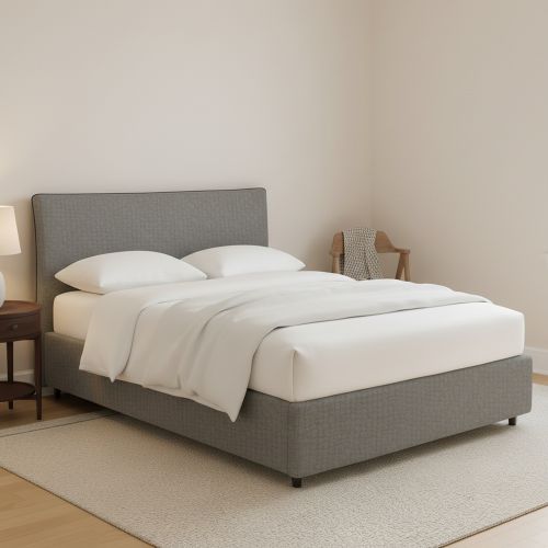 Letto Matrimoniale Grigio Cenere Sfoderabile Contenitore, Dimensione Materasso 160x190 cm - Soliera