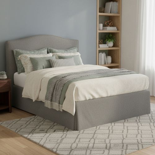 Letto Matrimoniale Grigio Cenere Sfoderabile Contenitore, Dimensione Materasso 160x190 cm - Turania