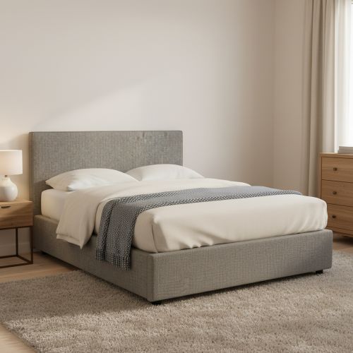 Letto Matrimoniale Grigio Cenere Sfoderabile Contenitore, Dimensione Materasso 160x200 cm - Frinco