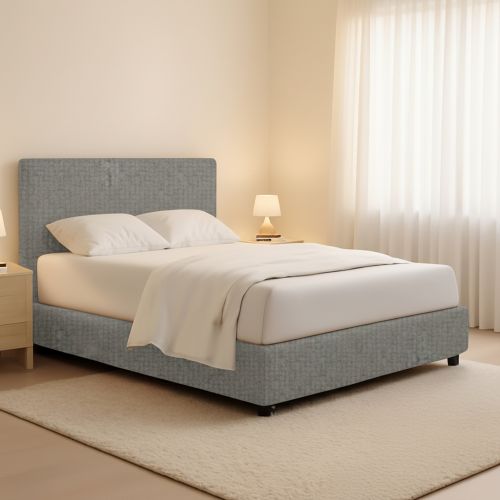 Letto Matrimoniale Grigio Cenere Sfoderabile Contenitore, Dimensione Materasso 160x200 cm - Lenta