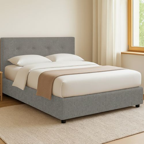 Letto Matrimoniale Grigio Cenere Sfoderabile Contenitore, Dimensione Materasso 160x200 cm - Melilli